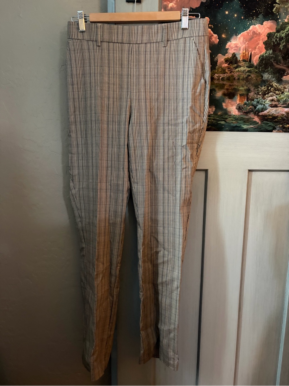 Rafaella Men's Plaid Dress Pants in Beige and Gray